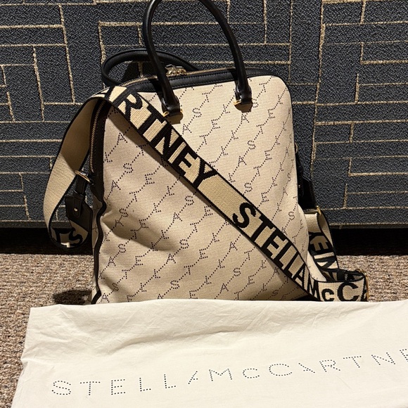 Stella Logo Canvas Tote: Neutral and Black with Strap - Picture 1 of 14